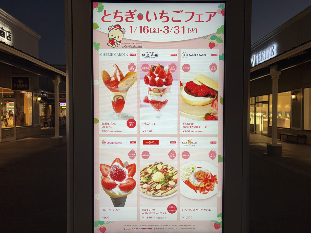 2026年1月17日佐野市のアウトレット